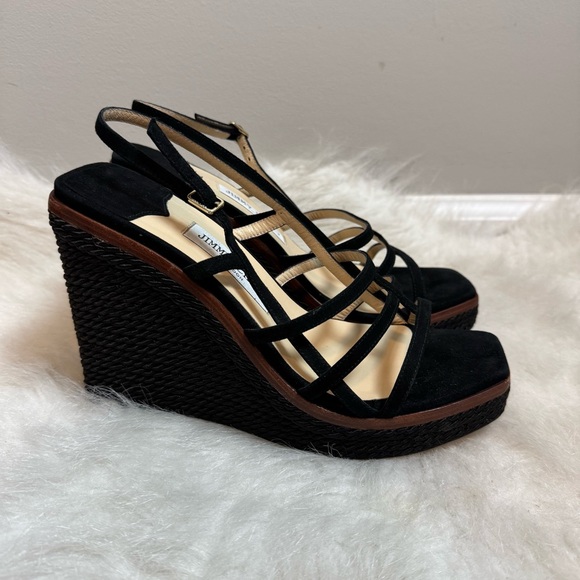 Jimmy Choo Ariela 110 Suede Caged Roped Wedge Sandals 39.5 - Picture 3 of 10